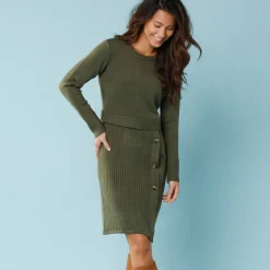 Trui-jurk in wikkelstijl, kleine lengtes