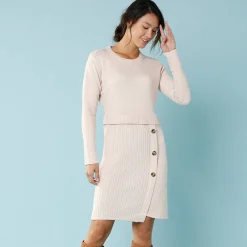 Trui-jurk in wikkelstijl, kleine lengtes