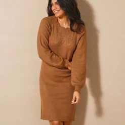 Trui-jurk met geschulpte afwerking, fantasietricot