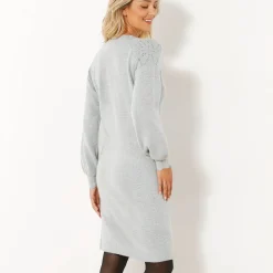 Trui-jurk met geschulpte afwerking, fantasietricot