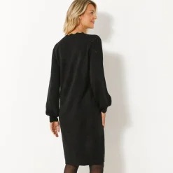 Trui-jurk met geschulpte afwerking, fantasietricot