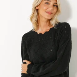 Trui-jurk met geschulpte afwerking, fantasietricot