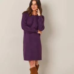 Trui-jurk met geschulpte afwerking, fantasietricot
