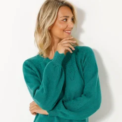 Trui-jurk met geschulpte afwerking, fantasietricot