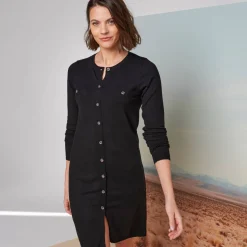 Trui-jurk met knoopsluiting, lange mouwen