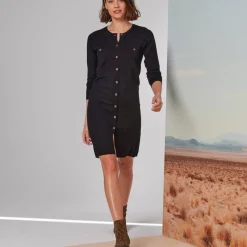 Trui-jurk met knoopsluiting, lange mouwen