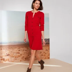 Trui-jurk met knoopsluiting, lange mouwen