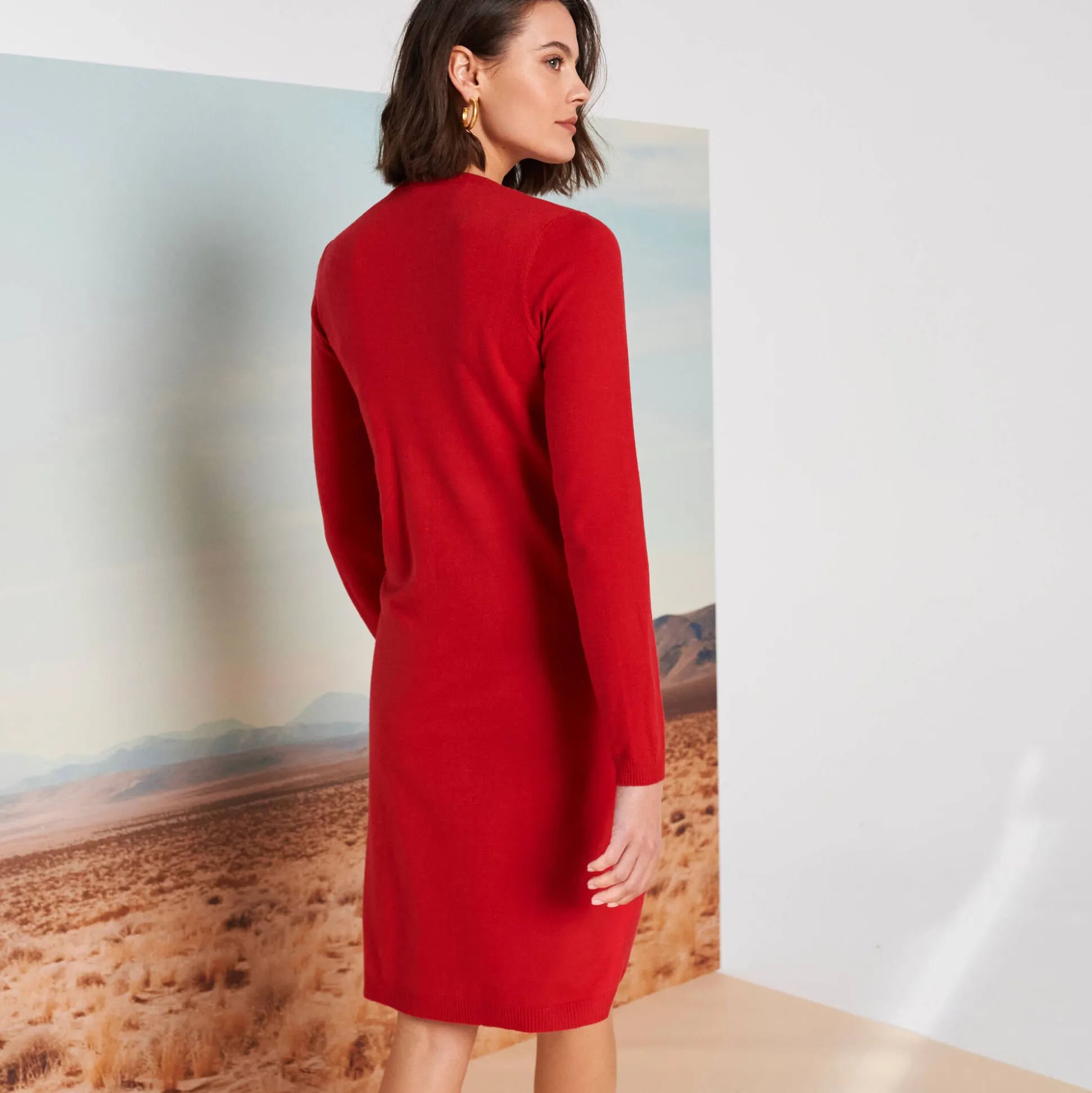 Trui-jurk met knoopsluiting, lange mouwen