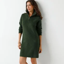 Trui-jurk met truckerskraag, ribtricot in wolmengeling