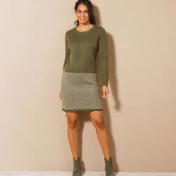 Trui-jurk, onderkant in jacquard
