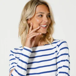 T-shirt in biokatoen met lange mouwen en marinestrepen