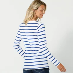 T-shirt in biokatoen met lange mouwen en marinestrepen