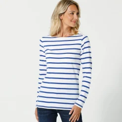 T-shirt in biokatoen met lange mouwen en marinestrepen