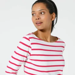 T-shirt in biokatoen met lange mouwen en marinestrepen