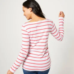 T-shirt in biokatoen met lange mouwen en marinestrepen