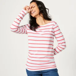 T-shirt in biokatoen met lange mouwen en marinestrepen