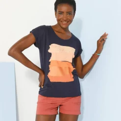 T-shirt in fifties model met arty print, jerseytricot
