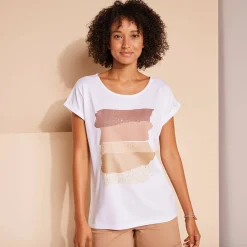 T-shirt in fifties model met arty print, jerseytricot