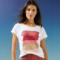 T-shirt in fifties model met arty print, jerseytricot