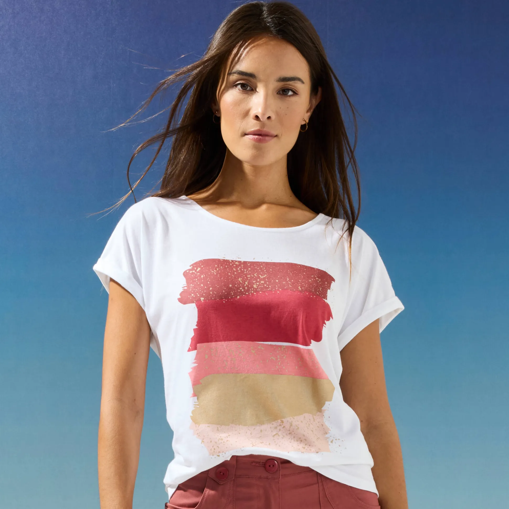 T-shirt in fifties model met arty print, jerseytricot