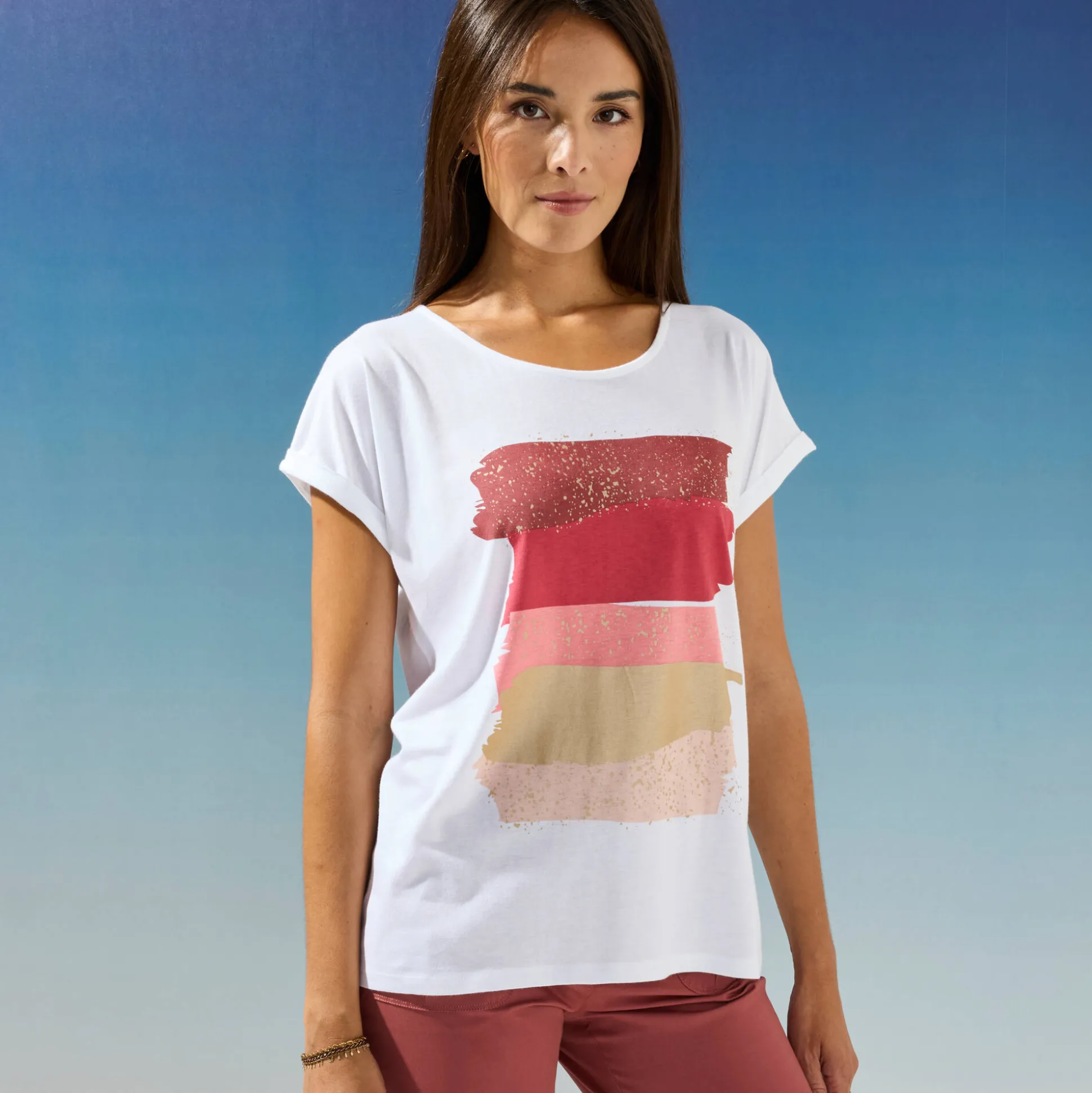 T-shirt in fifties model met arty print, jerseytricot