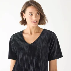 T-shirt in velours met reliëf, korte mouwen