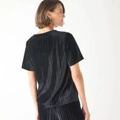 T-shirt in velours met reliëf, korte mouwen