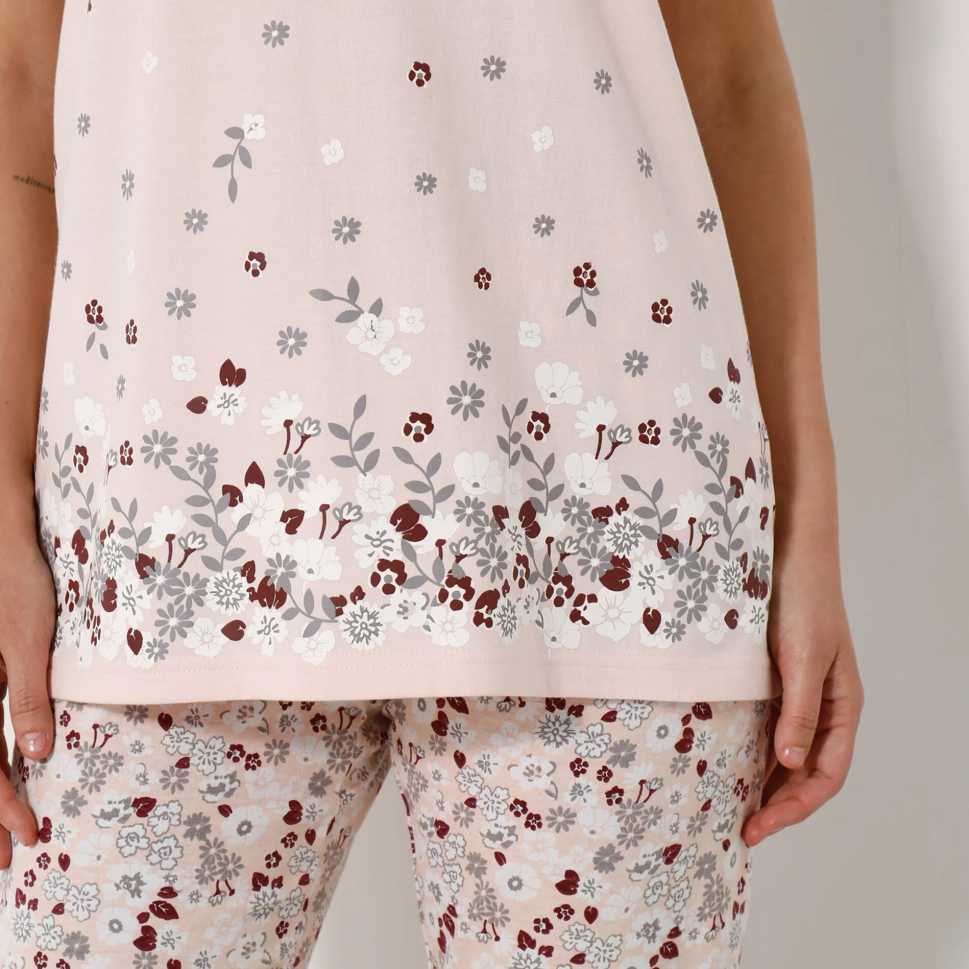 T-shirt met bloemenprint - korte mouwen