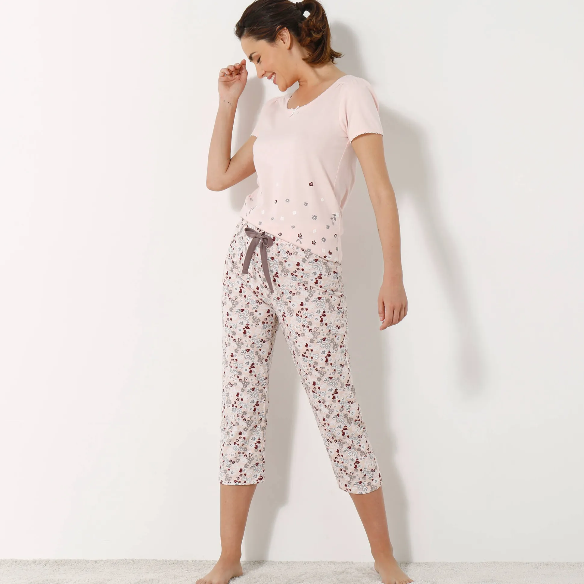 T-shirt met bloemenprint - korte mouwen
