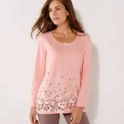 T-shirt met bloemenprint - lange mouwen
