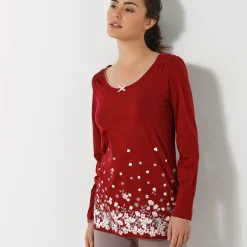 T-shirt met bloemenprint - lange mouwen