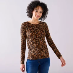 T-shirt met dierenhuidprint, stretch
