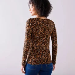 T-shirt met dierenhuidprint, stretch