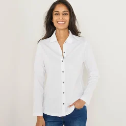 T-shirt met knopen, lange mouwen en polokraag