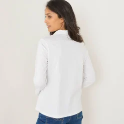 T-shirt met knopen, lange mouwen en polokraag