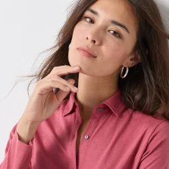 T-shirt met knopen, lange mouwen en polokraag