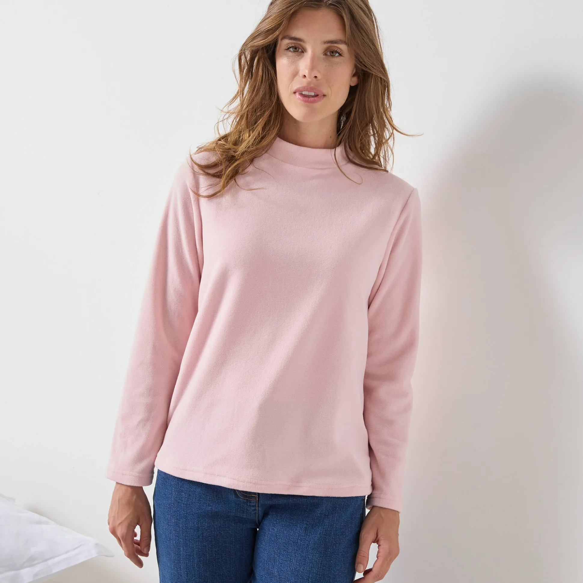 T-shirt met 'koker' kraag, in microfleece - intense warmte