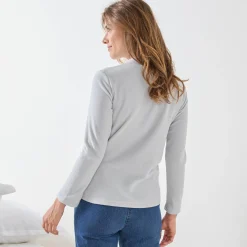 T-shirt met 'koker' kraag, in microfleece - intense warmte