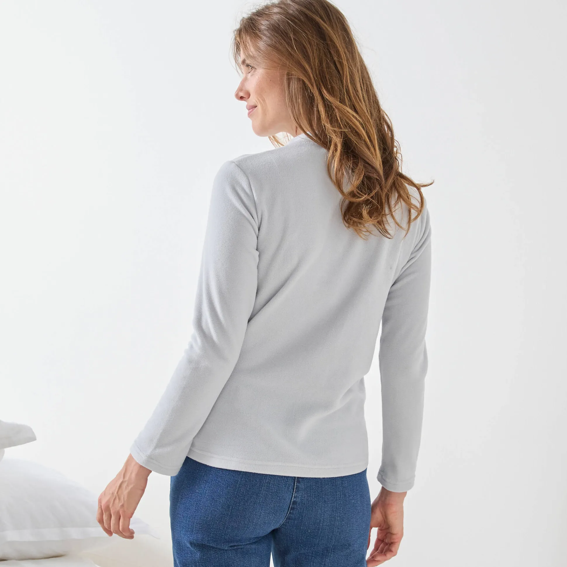 T-shirt met 'koker' kraag, in microfleece - intense warmte