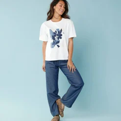 T-shirt met korte mouwen en geplaatste print, kleine lengtes