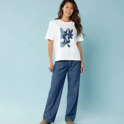 T-shirt met korte mouwen en geplaatste print, kleine lengtes