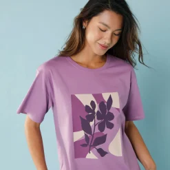 T-shirt met korte mouwen en geplaatste print, kleine lengtes