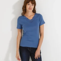 T-shirt met korte mouwen en kant