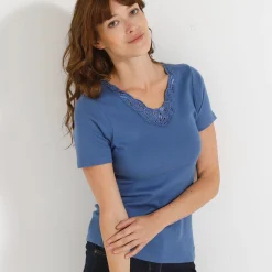 T-shirt met korte mouwen en kant