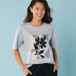 T-shirt met korte mouwen en geplaatste print, kleine lengtes