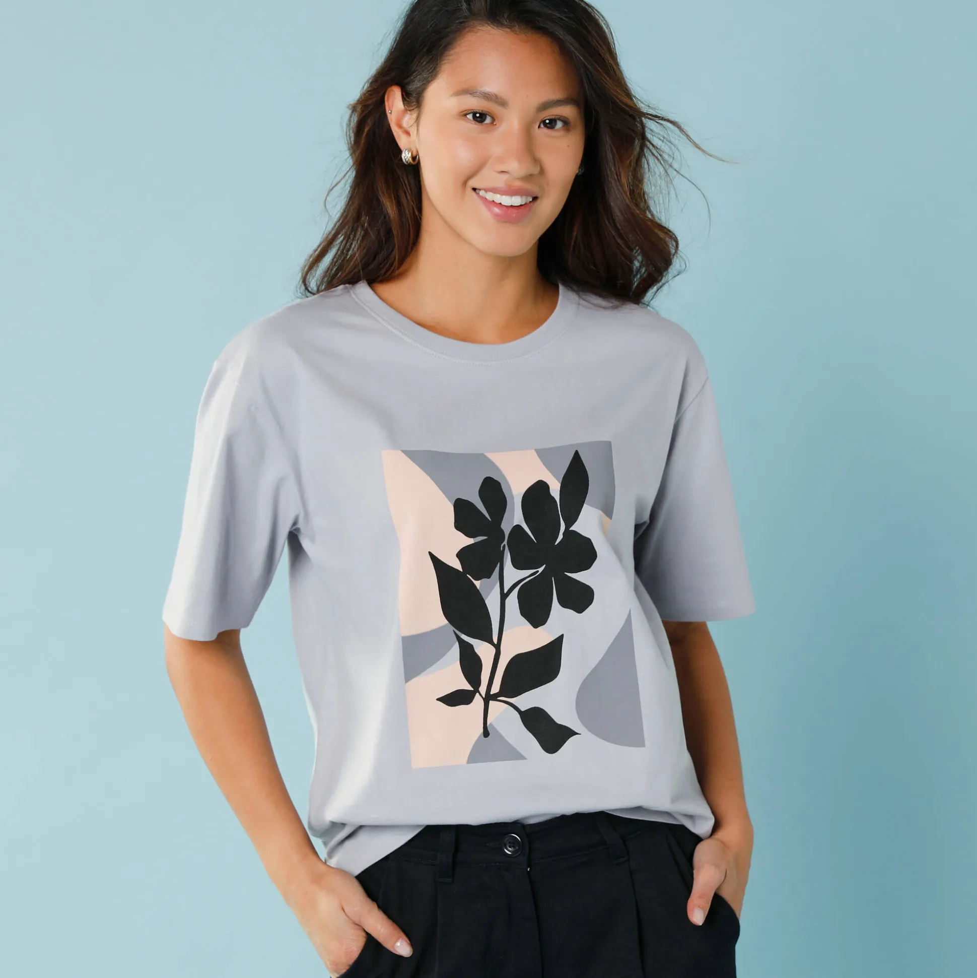 T-shirt met korte mouwen en geplaatste print, kleine lengtes