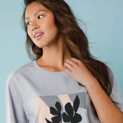 T-shirt met korte mouwen en geplaatste print, kleine lengtes