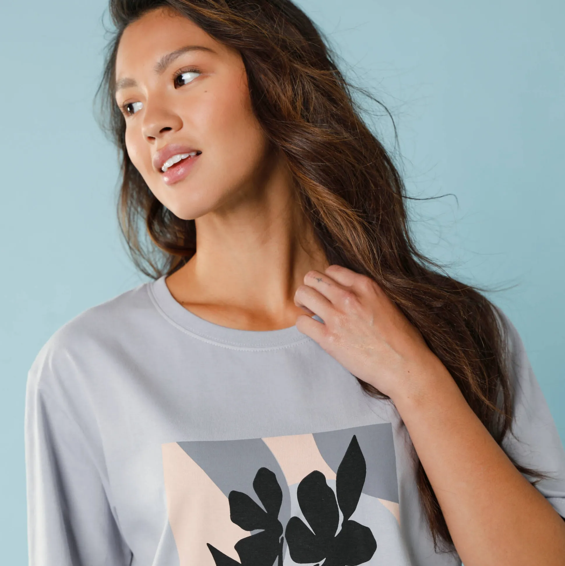 T-shirt met korte mouwen en geplaatste print, kleine lengtes