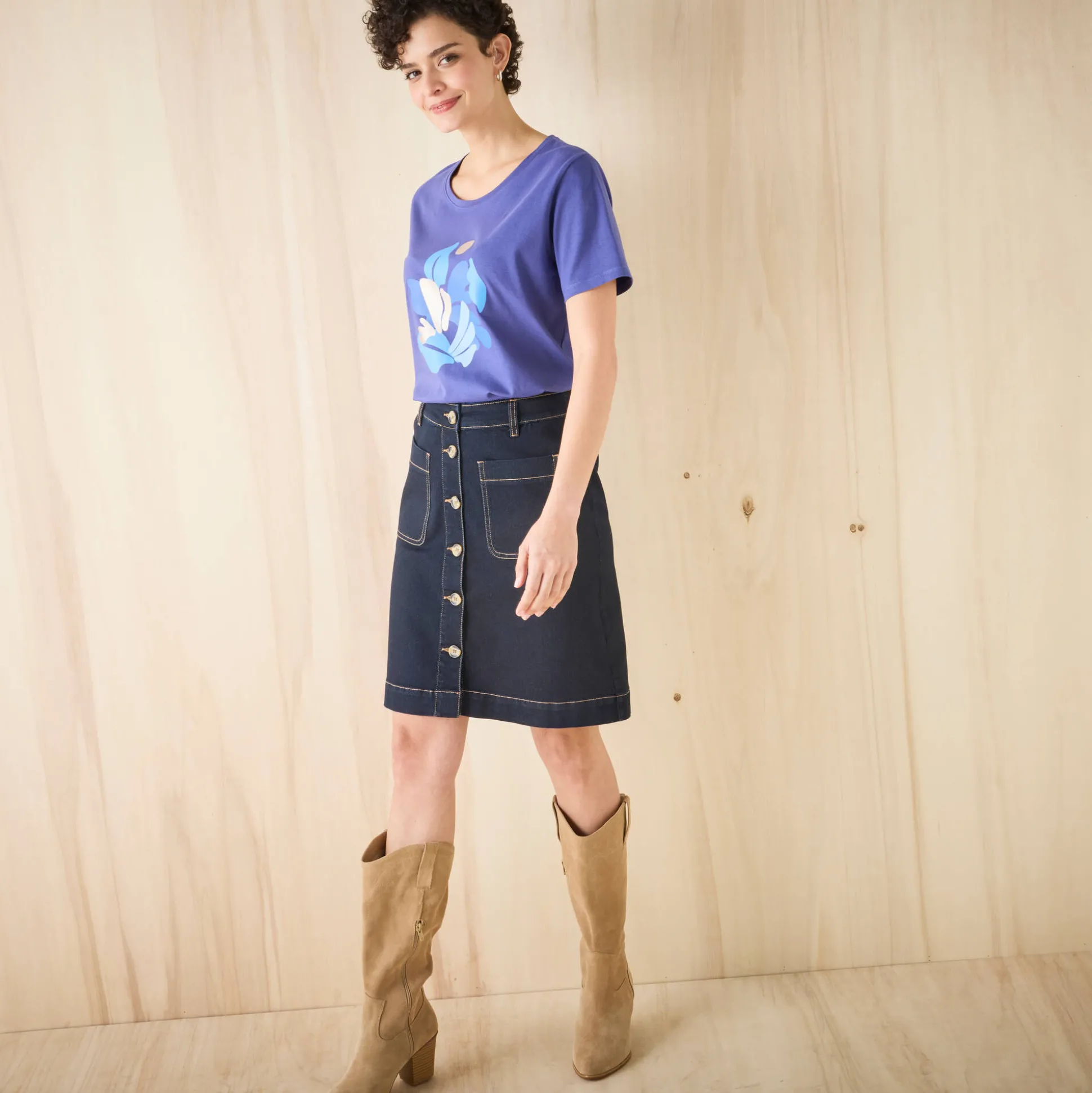 T-shirt met korte mouwen en geplaatste print