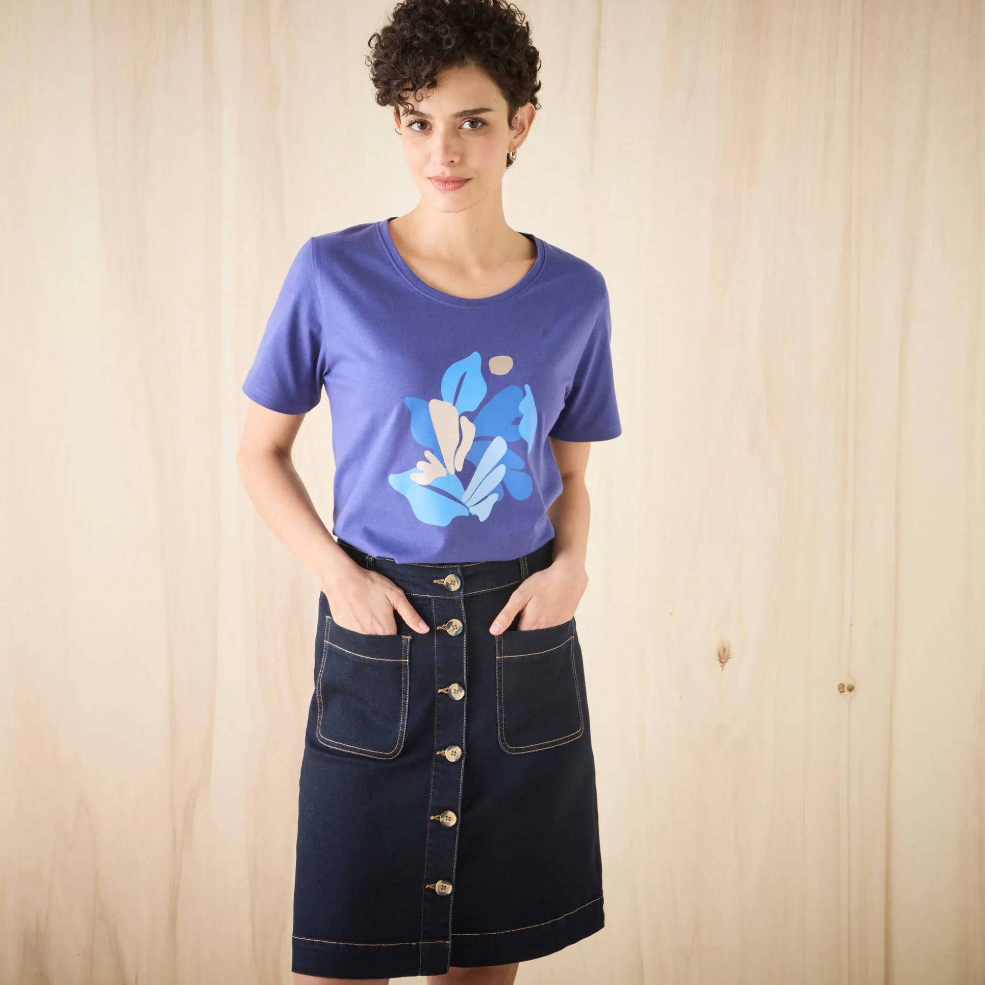 T-shirt met korte mouwen en geplaatste print